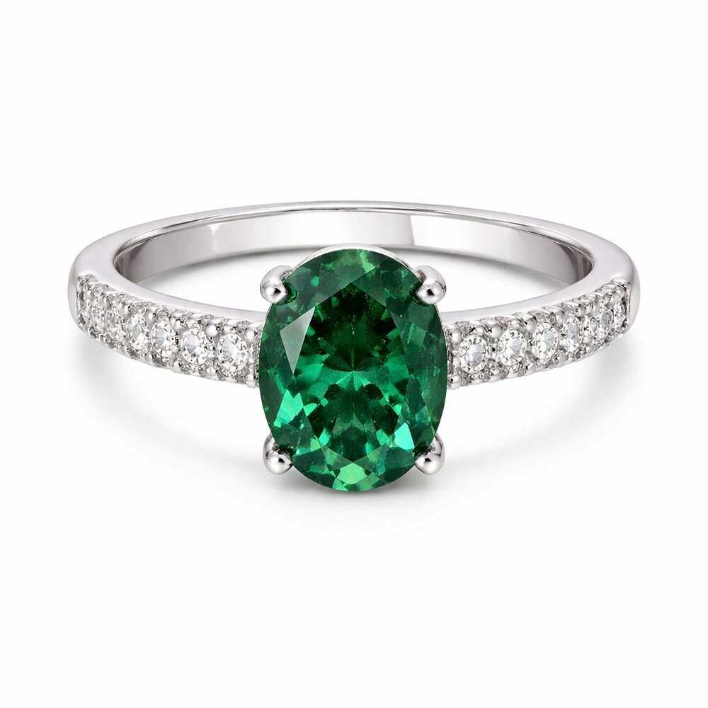 Emerald & Topaz 1.80ct Halo Ring Sz6 NWT